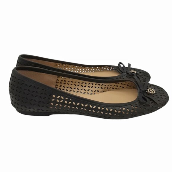 MICHAEL Michael Kors Shoes - Michael Kors Olivia Perforated Black Leather Ballet Flats SZ 7
